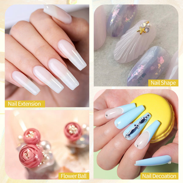 [US ONLY] 4pcs Extension Nail Kit Jelly White 60ml