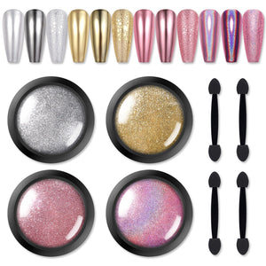 [US ONLY] 4 Boxes Metallic Chrome Nail Powder Nail Powder BORN PRETTY 