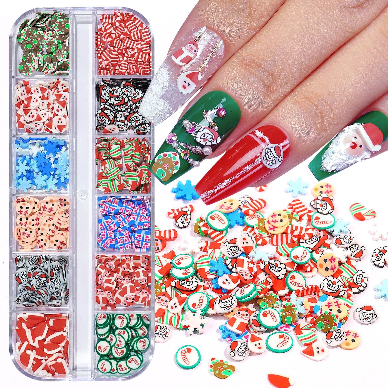 12 Fächer Weihnachten Nail Art Scheiben