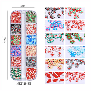 12 Fächer Weihnachten Nail Art Scheiben
