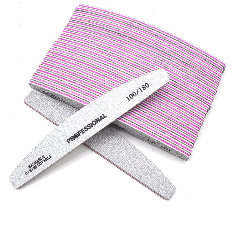 25pcs Half-moon Shaped Nail Files 100/180 Tools & Accessories No Brand 