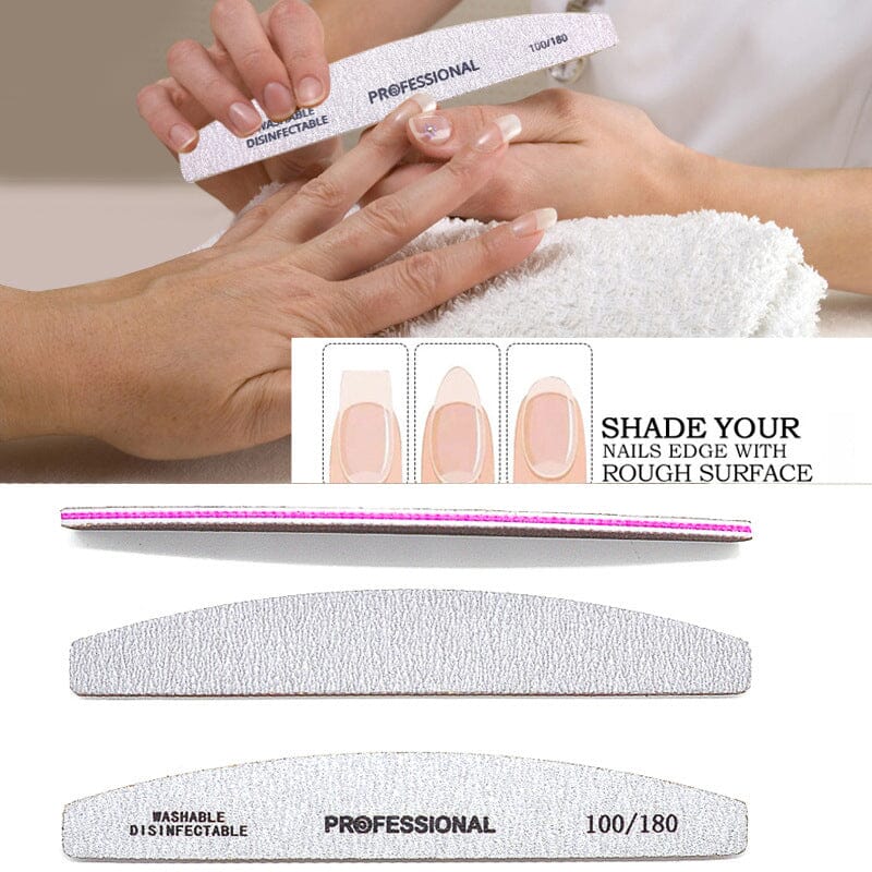 25pcs Half-moon Shaped Nail Files 100/180 Tools & Accessories No Brand 