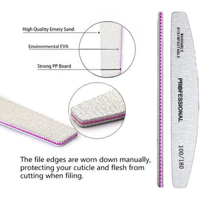 25pcs Half-moon Shaped Nail Files 100/180 Tools & Accessories No Brand 