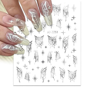 Silver Hollow Butterfly Moon Cross 3D Nail Sticker Silver JO-2250 #03 Nail Sticker BORN PRETTY 
