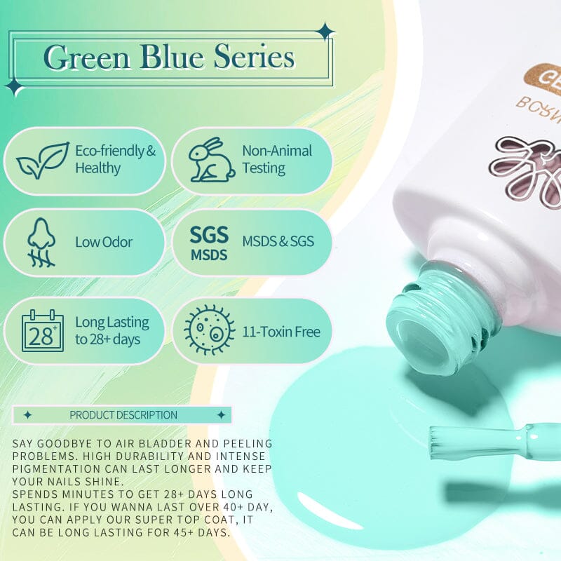 Green Blue Series Color Gel Polish 10ml Gel Nail Polish BORN PRETTY 