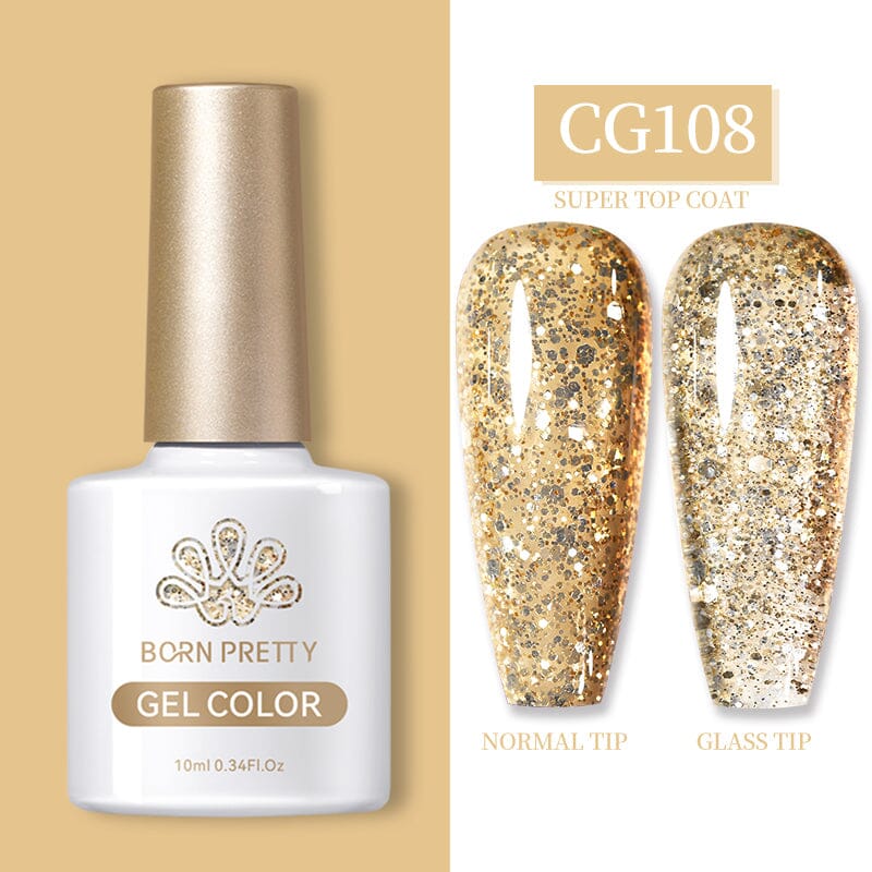Gold Sequins Glitter Gel Polish CG108 10ml Gel Nail Polish BORN PRETTY 