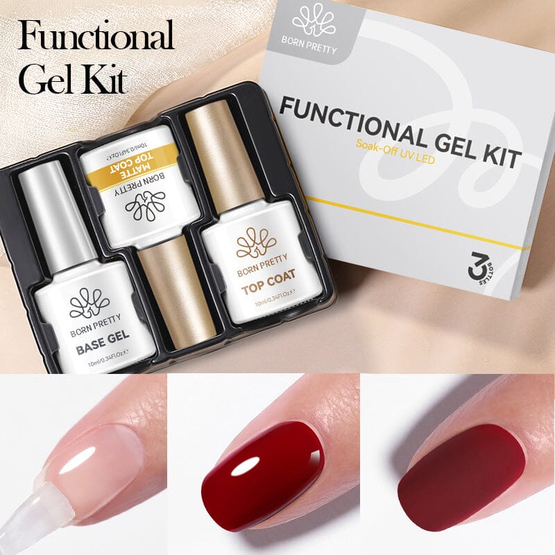 3pcs Base Top Coat Set 10ml Gel Nail Polish BORN PRETTY 