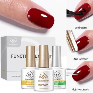 3pcs Base Top Coat Set 10ml Gel Nail Polish BORN PRETTY 