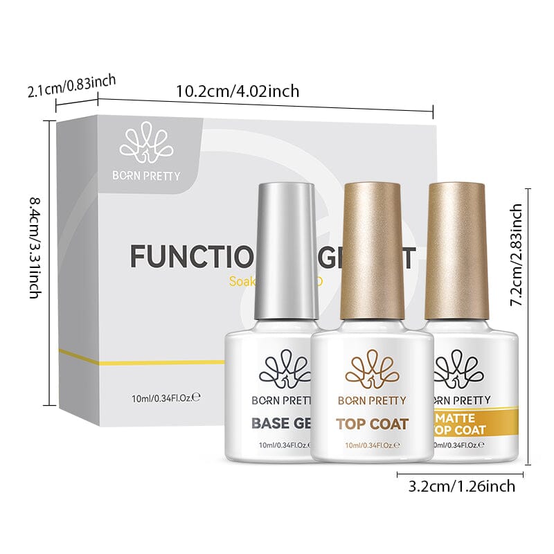 3pcs Base Top Coat Set 10ml Gel Nail Polish BORN PRETTY 