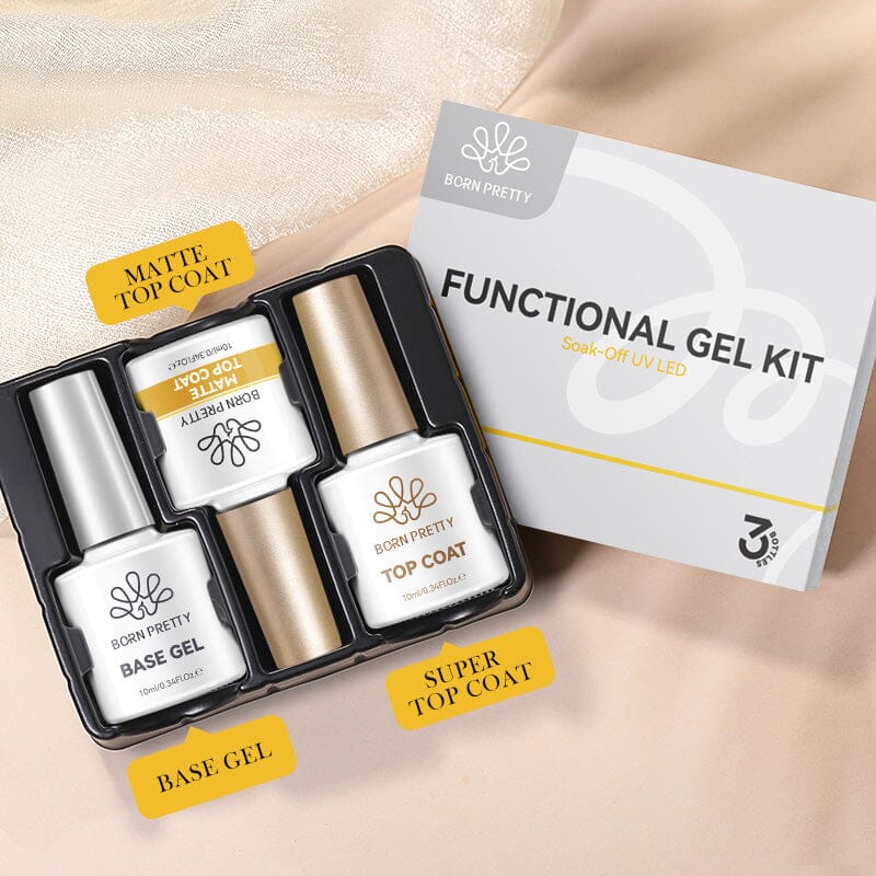 3pcs Base Top Coat Set 10ml Gel Nail Polish BORN PRETTY 