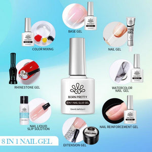 8 in 1 Nail Glue Gel 10ml Gel Nail Polish BORN PRETTY 