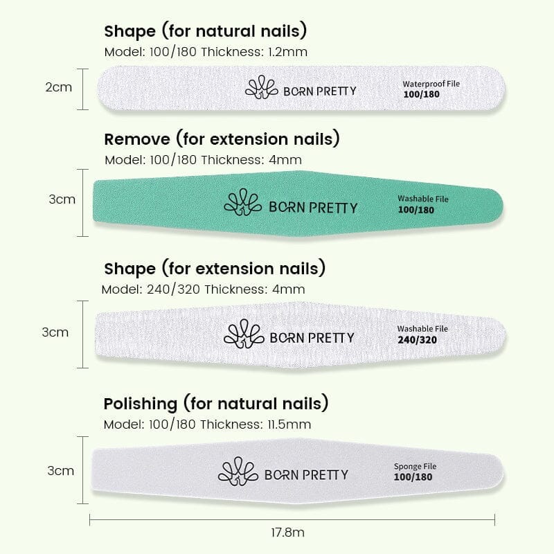 Waterproof Nail File 100/180 Tools & Accessories BORN PRETTY 