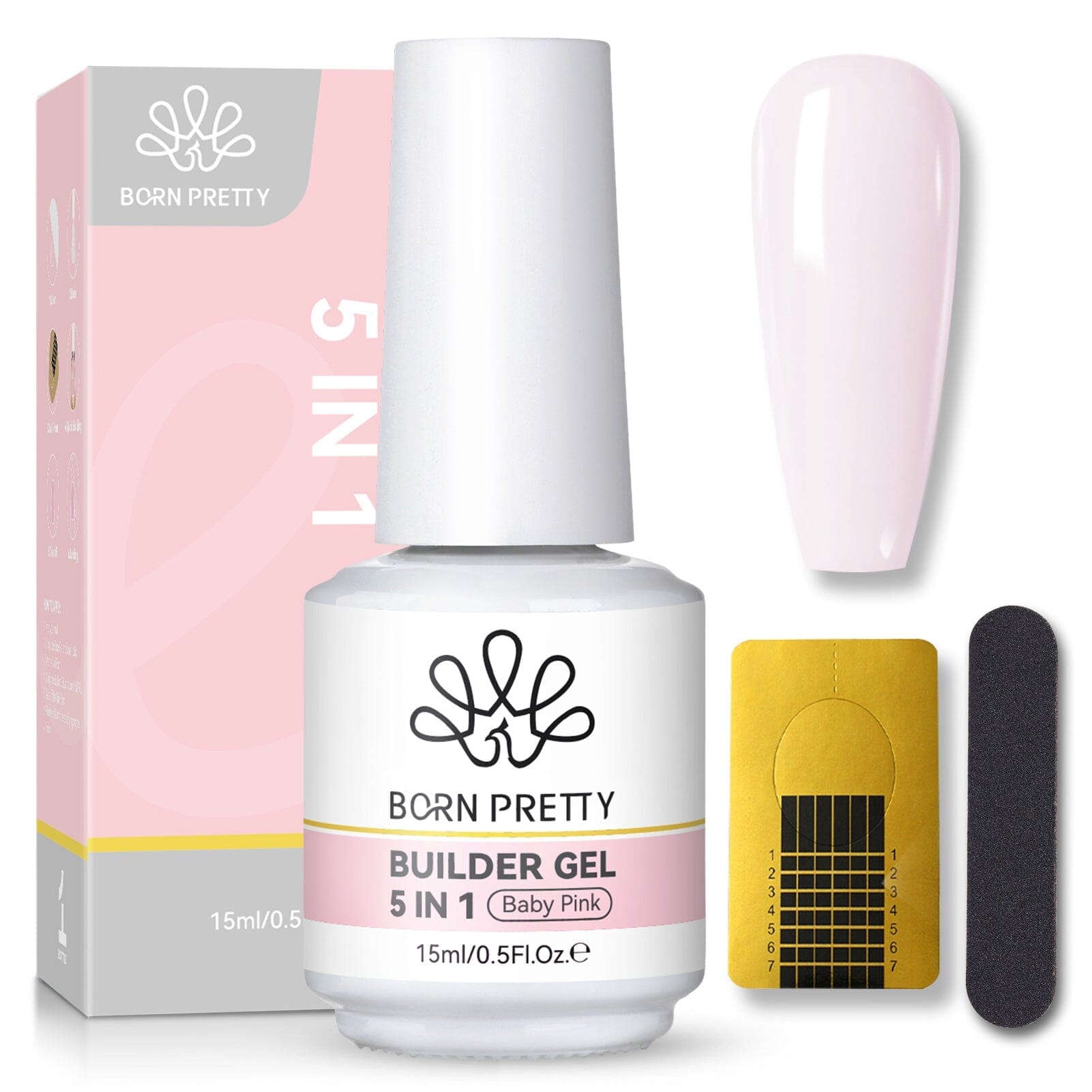 5 in 1 Builder Gel Baby Pink 15ml Gel Nail Polish BORN PRETTY 
