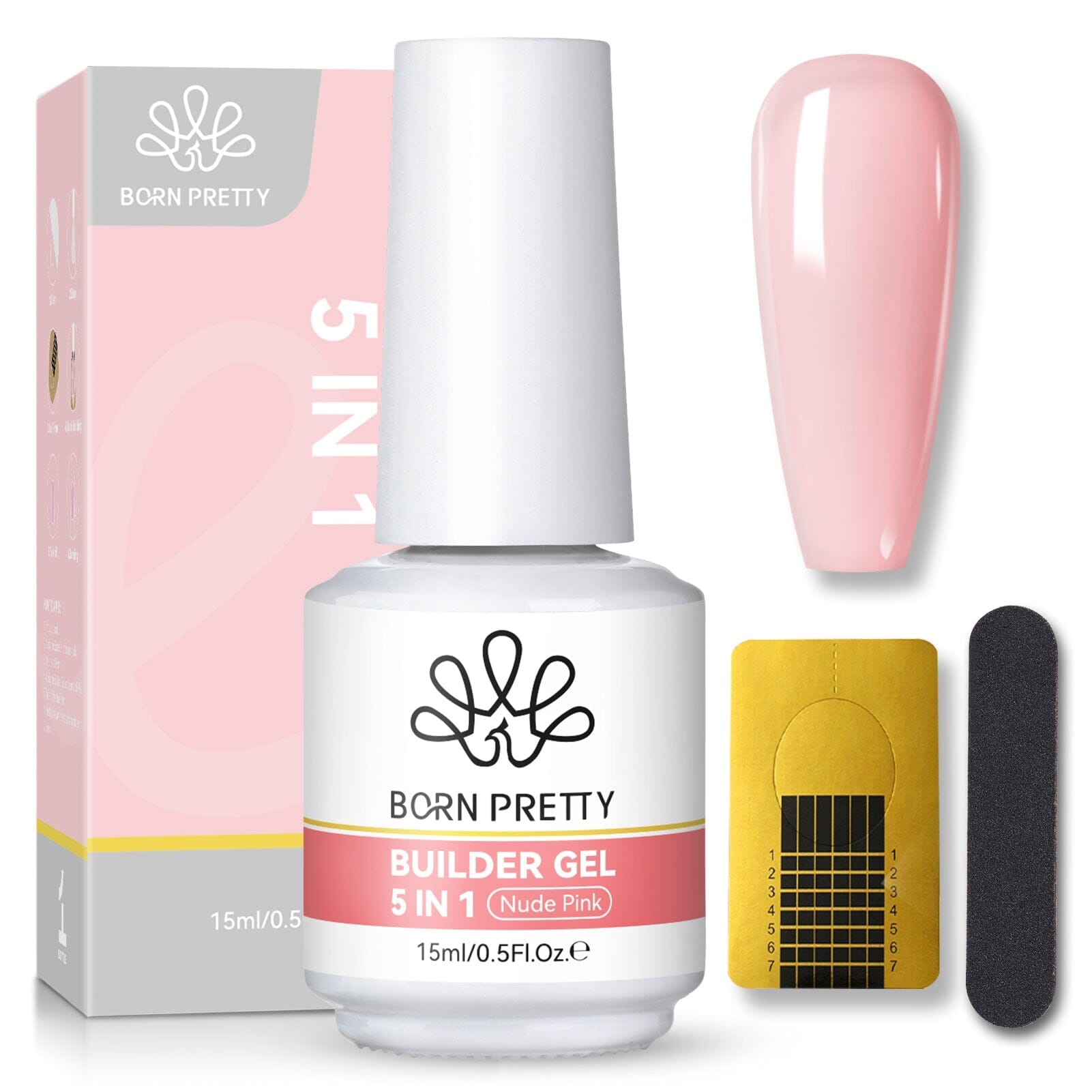 5 in 1 Builder Gel Nude Pink 15ml Gel Nail Polish BORN PRETTY 