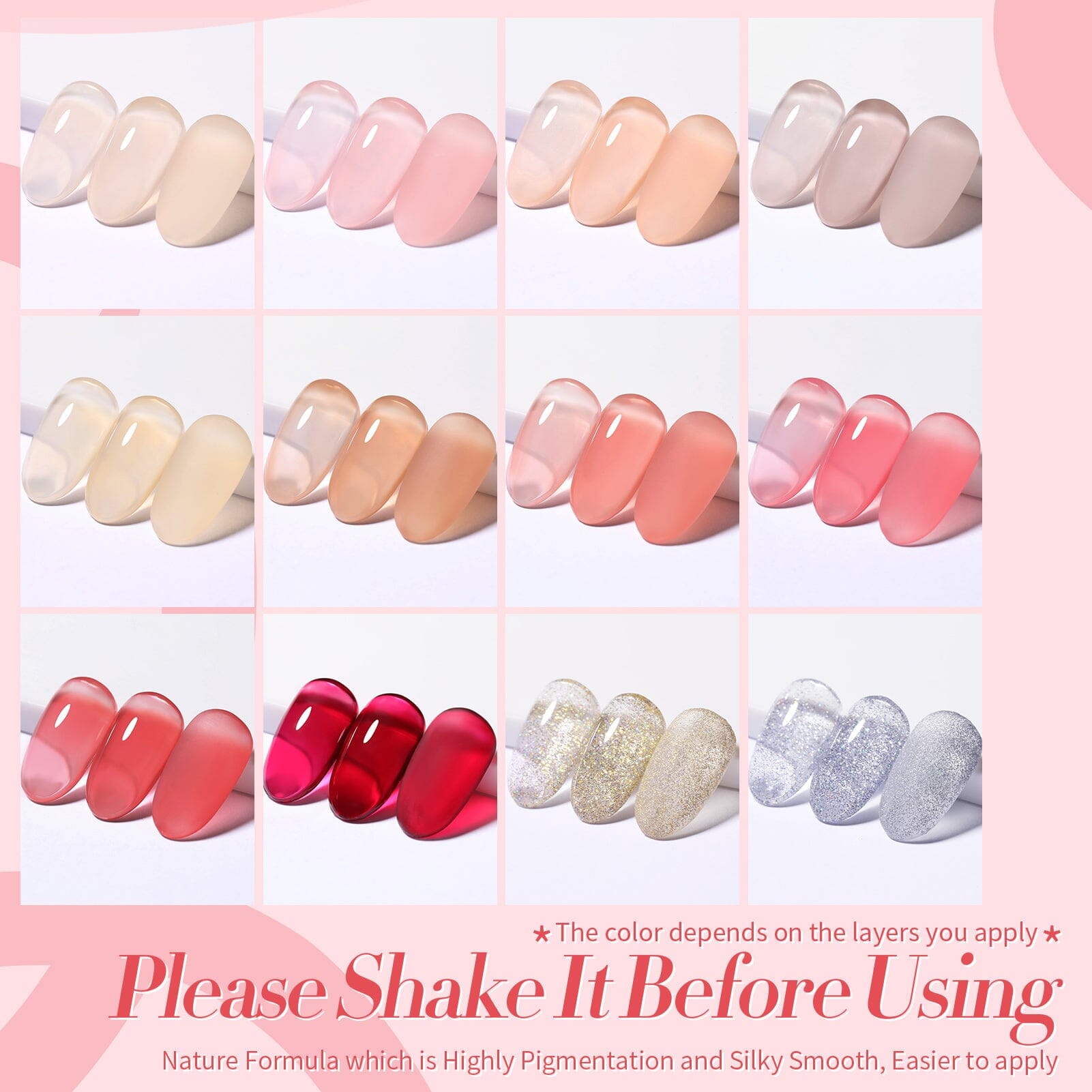 12 Colors All in One Starter Kit 48W US Type Plug Jelly Gel Polish 6ml Sets & Kits BORN PRETTY 