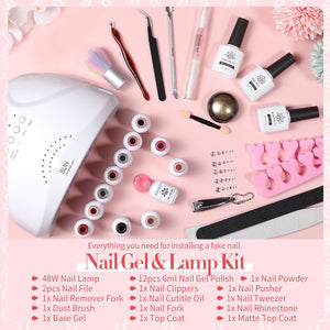 12 Colors All in One Starter Kit 48W US Type Plug Jelly Gel Polish 6ml Sets & Kits BORN PRETTY 