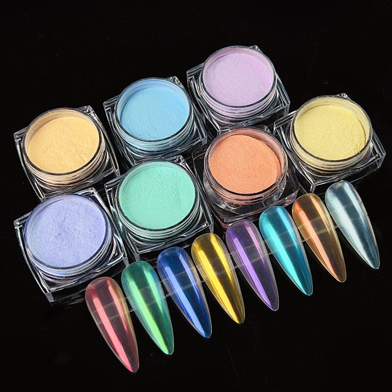 Neon Pearly Nail Powder Nail Powder BORN PRETTY 8 Colors Set 