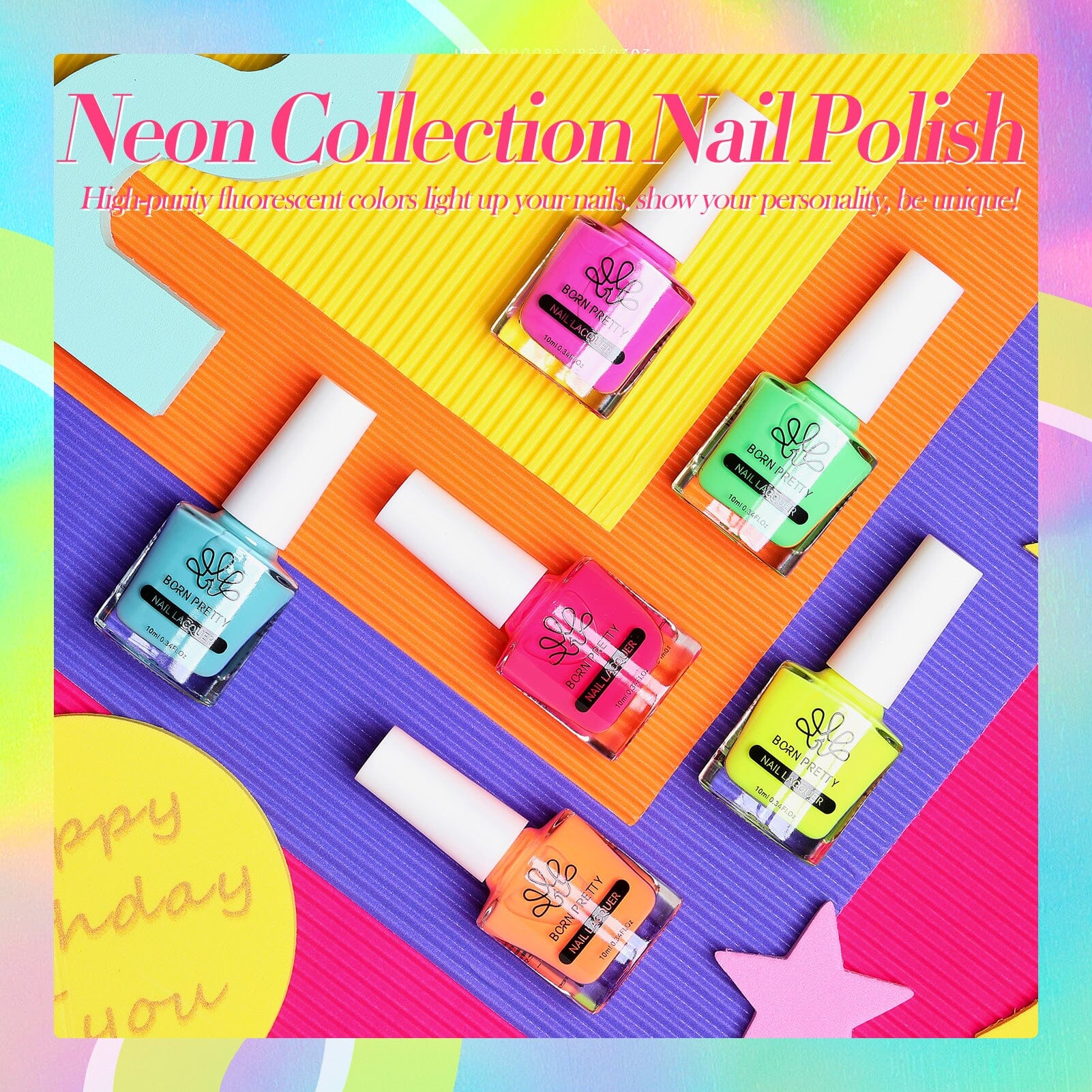6 Colors Neon Collection Nail Polish Set 10ml Nail Polish BORN PRETTY 