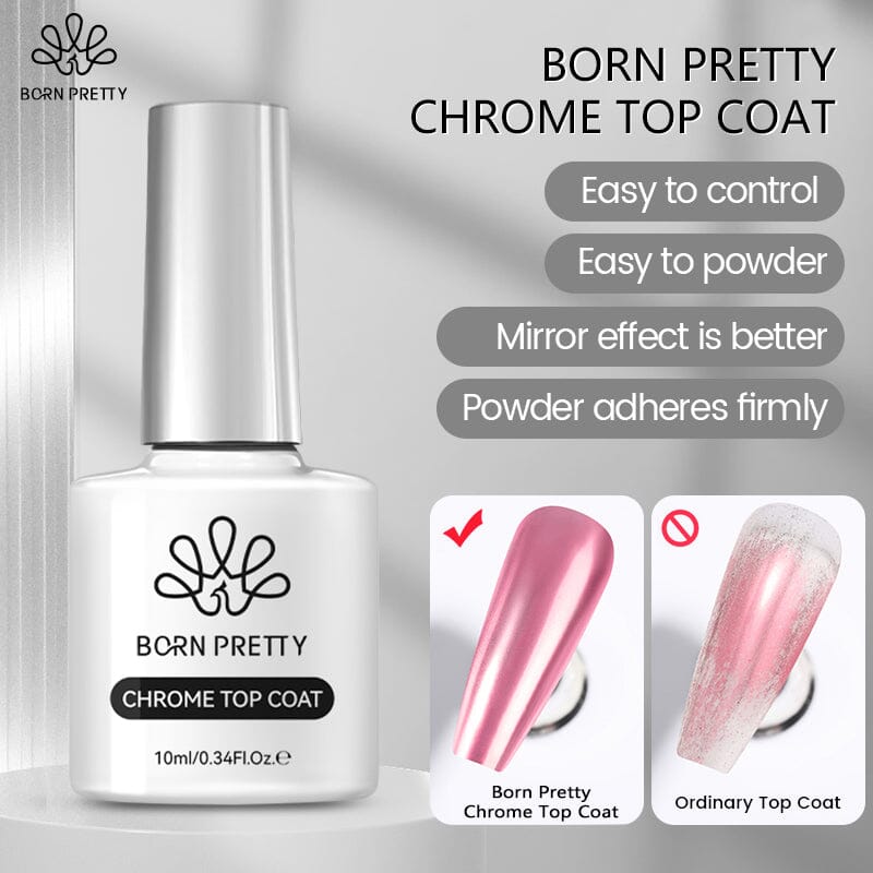 BORN PRETTY Chrome Top Coat 10ml Gel Nail Polish BORN PRETTY 