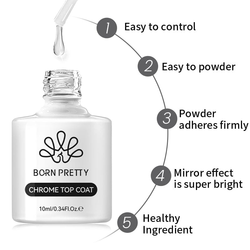 BORN PRETTY Chrome Top Coat 10ml Gel Nail Polish BORN PRETTY 