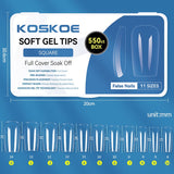 550pcs Full Cover Soft Gel Tips Nail Tips KOSKOE SQUARE 