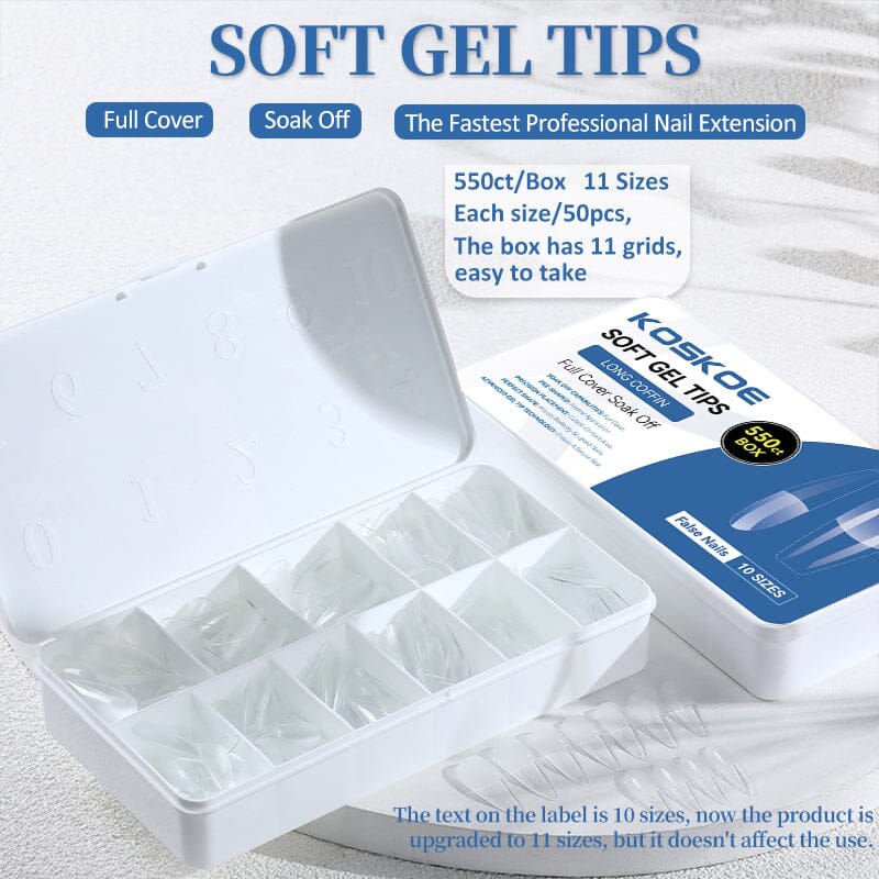 550pcs Full Cover Soft Gel Tips Nail Tips KOSKOE 