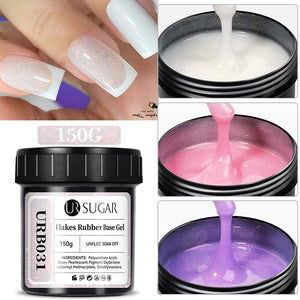 Flakes Rubber Base Gel URB031 150g Base & Top Coat UR SUGAR 