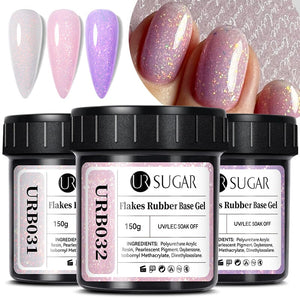 Flakes Rubber Base Gel URB031 150g Base & Top Coat UR SUGAR 