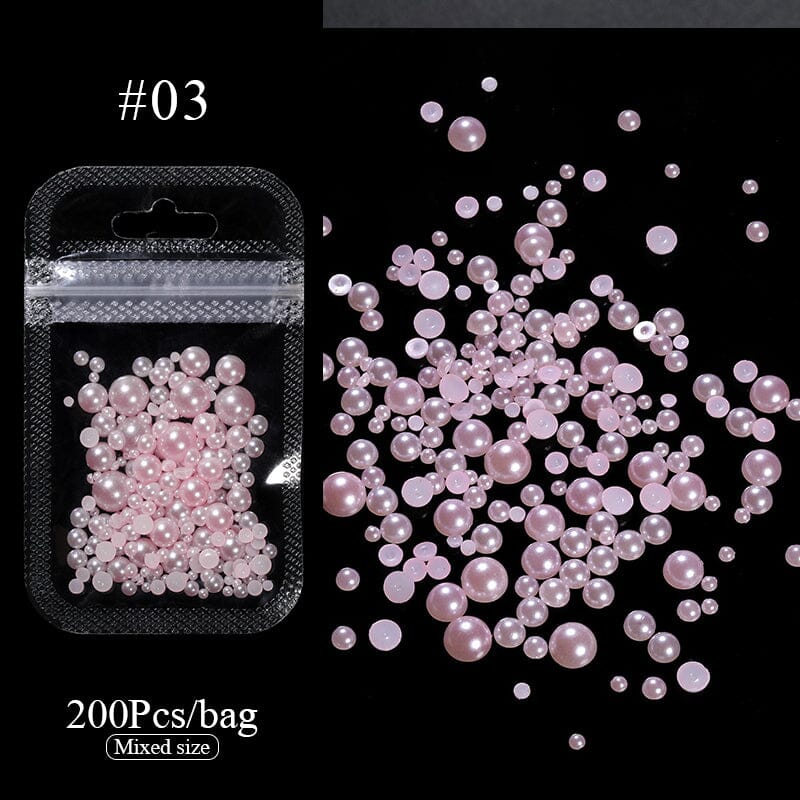 200pcs Half Round Flat Bottom Pearls Nail Art No Brand 