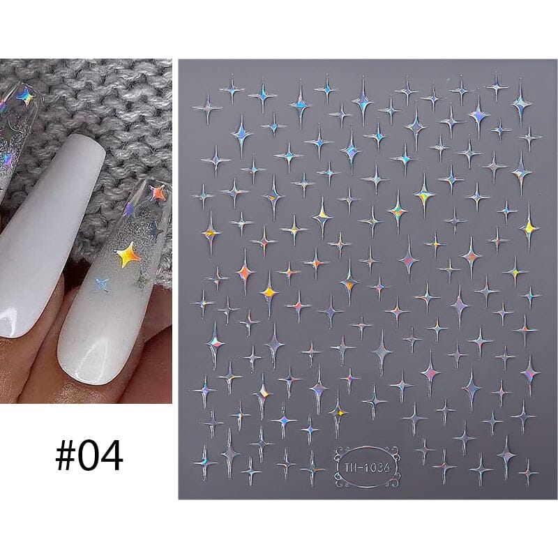 Gradient Flower Star 3D Nail Sticker Nail Sticker No Brand #04 TH-1036 