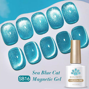 Sea Blue Cat Magnetic Gel Polish SB16 10ml Gel Nail Polish BORN PRETTY 