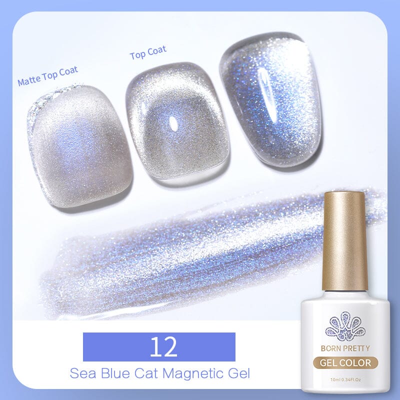 Sea Blue Cat Magnetic Gel MY324 10ml Gel Nail Polish BORN PRETTY 