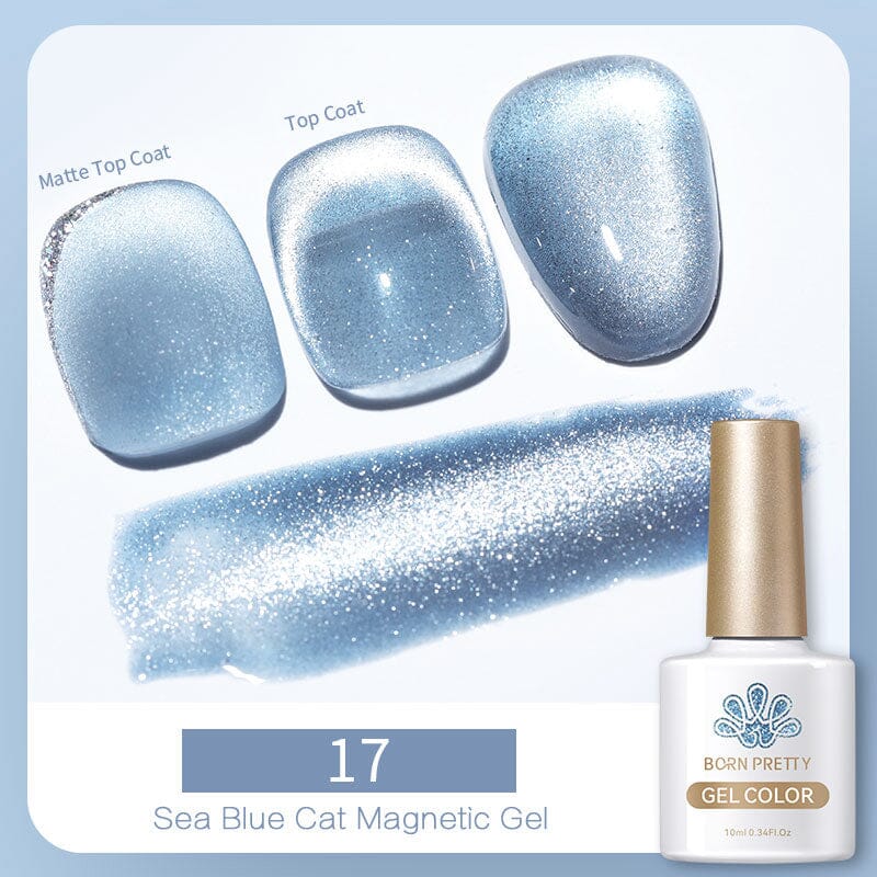 Sea Blue Cat Magnetic Gel MY329 10ml Gel Nail Polish BORN PRETTY 