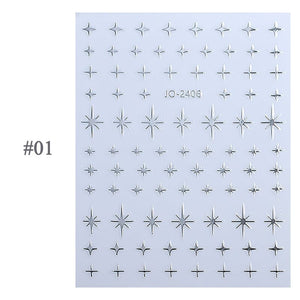 Star 3D Nail Sticker JO-2406 Silver Nail Art No Brand 