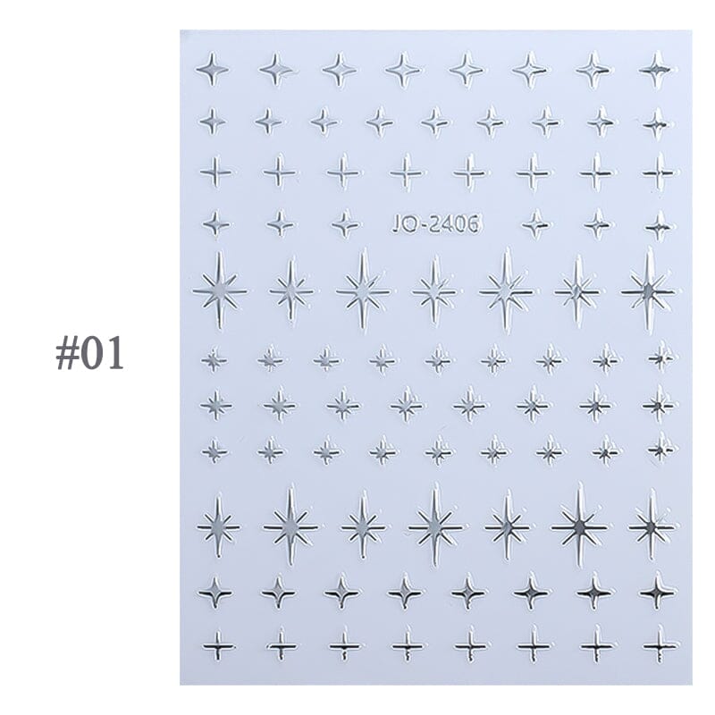 Star 3D Nail Sticker JO-2406 Silver Nail Art No Brand 