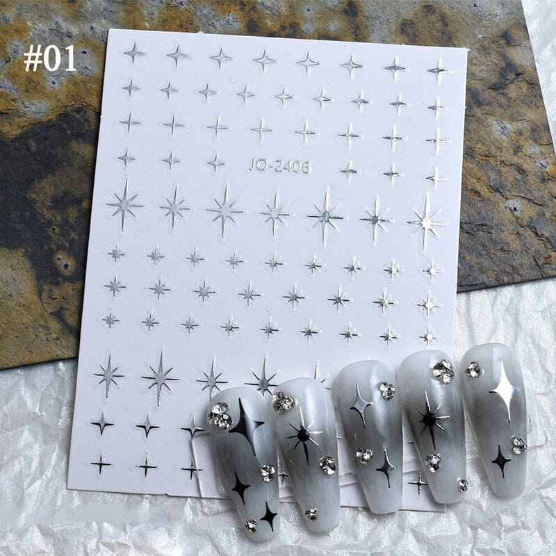 Star 3D Nail Sticker JO-2406 Silver Nail Art No Brand 