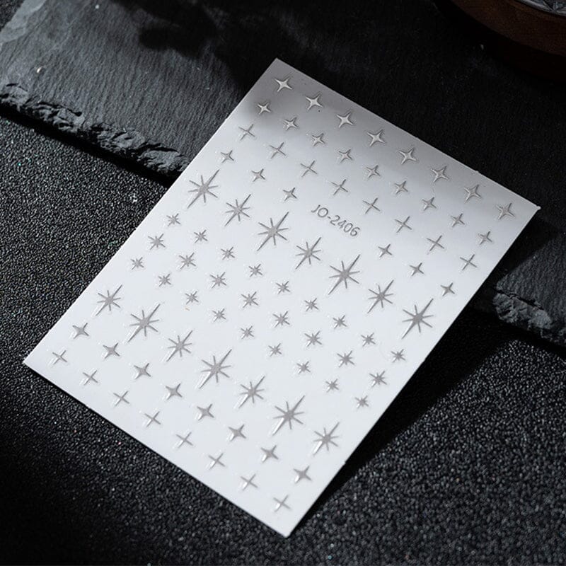 Star 3D Nail Sticker JO-2406 Silver Nail Art No Brand 
