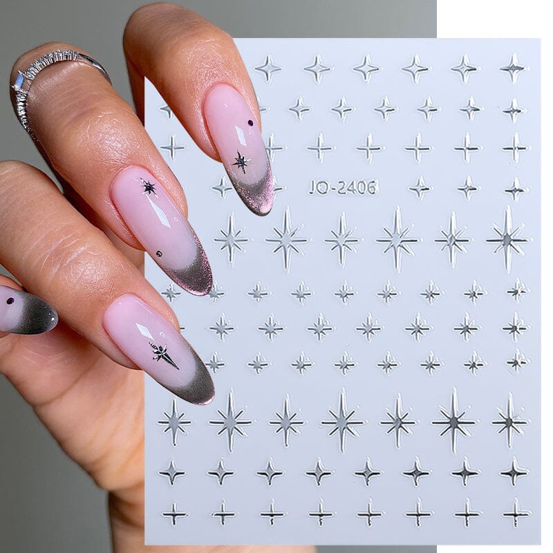 Star 3D Nail Sticker JO-2406 Silver Nail Art No Brand 