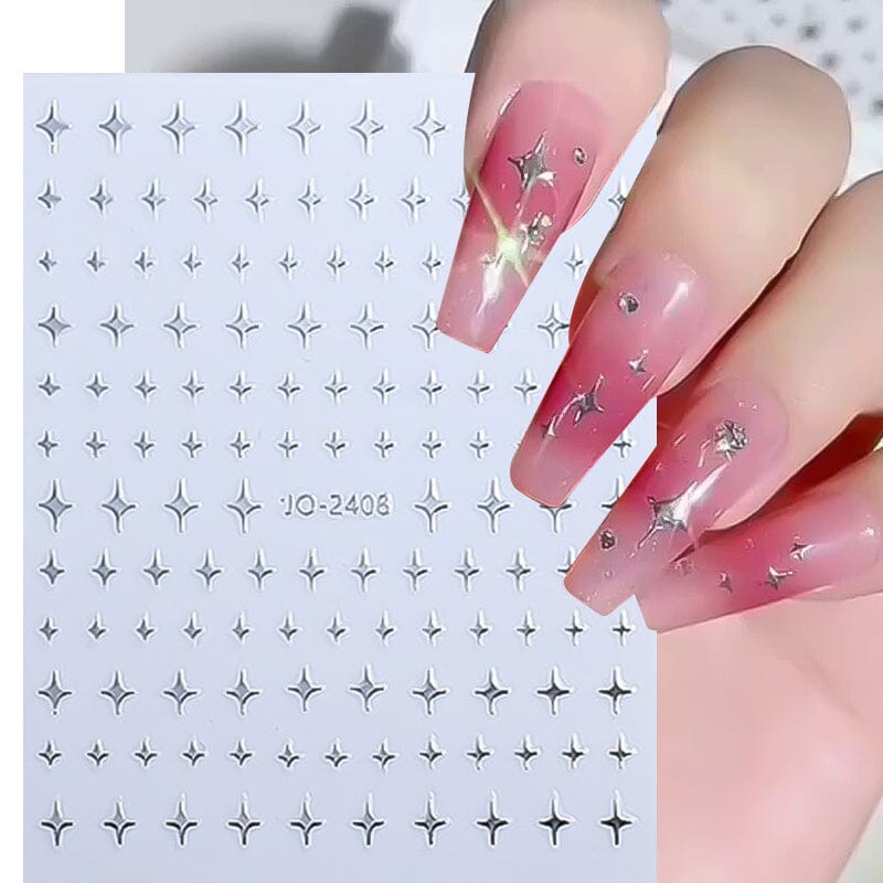 Star 3D Nail Sticker JO-2406 Silver Nail Art No Brand 