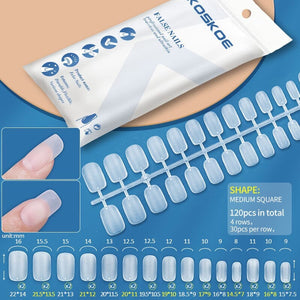 120pcs Medium Square Matte Soft Gel Tips False Nails 07 Nail Tips KOSKOE 