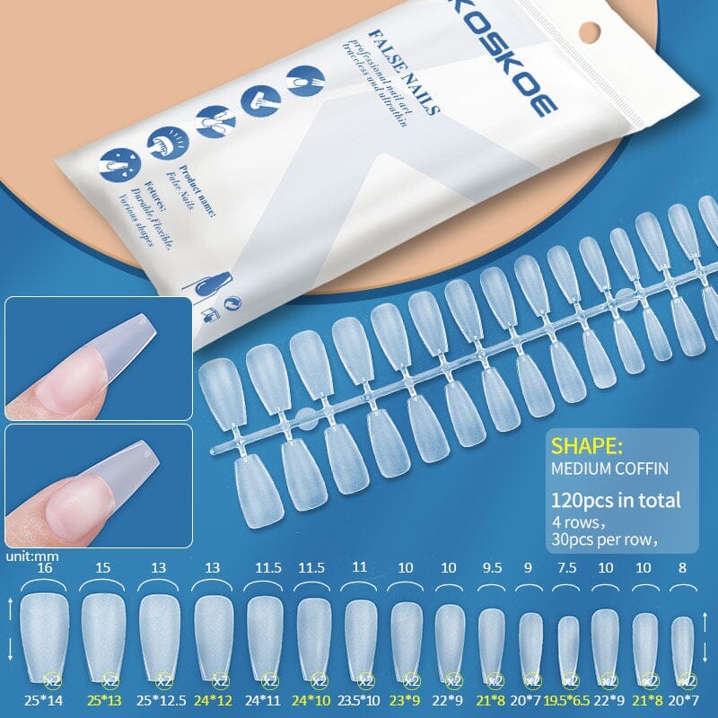 120pcs Medium Coffin Matte Soft Gel Tips False Nails 08 Nail Tips KOSKOE 