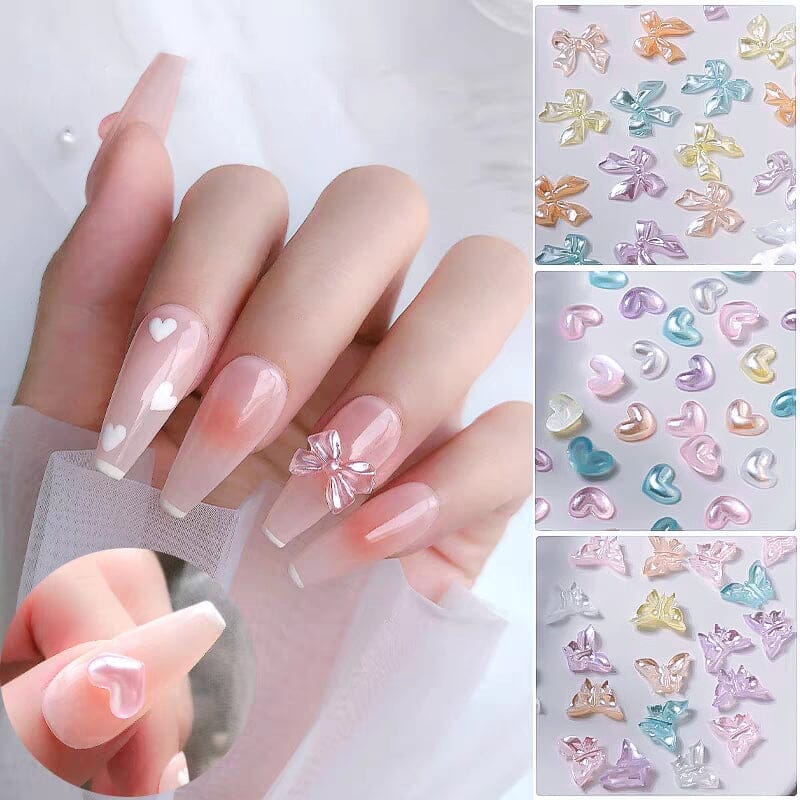 50Pcs Resin Heart 3D Nail Decoration Random Color Nail Decoration No Brand 
