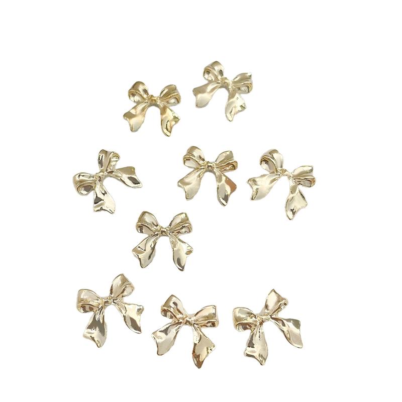 10 Stück Schleife Gold Silber Legierung Nagel Dekoration