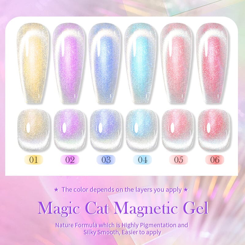 Magic Cat Magnetic Gel 10ml Gel Nail Polish BORN PRETTY 6 Colors with Magnetic Stick 