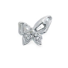 Butterfly Opal Rhinestones Pearl Alloy Nail Decoration #06 Nail Art No Brand 