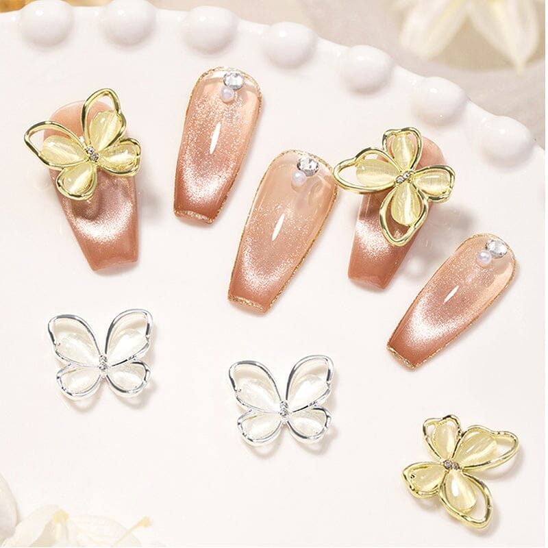 Butterfly Opal Rhinestones Pearl Alloy Nail Decoration #06 Nail Art No Brand 