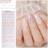 20 Tips Semi-Cured Gel Nail Strips N001-N020 Nail Sticker Harunouta N012 
