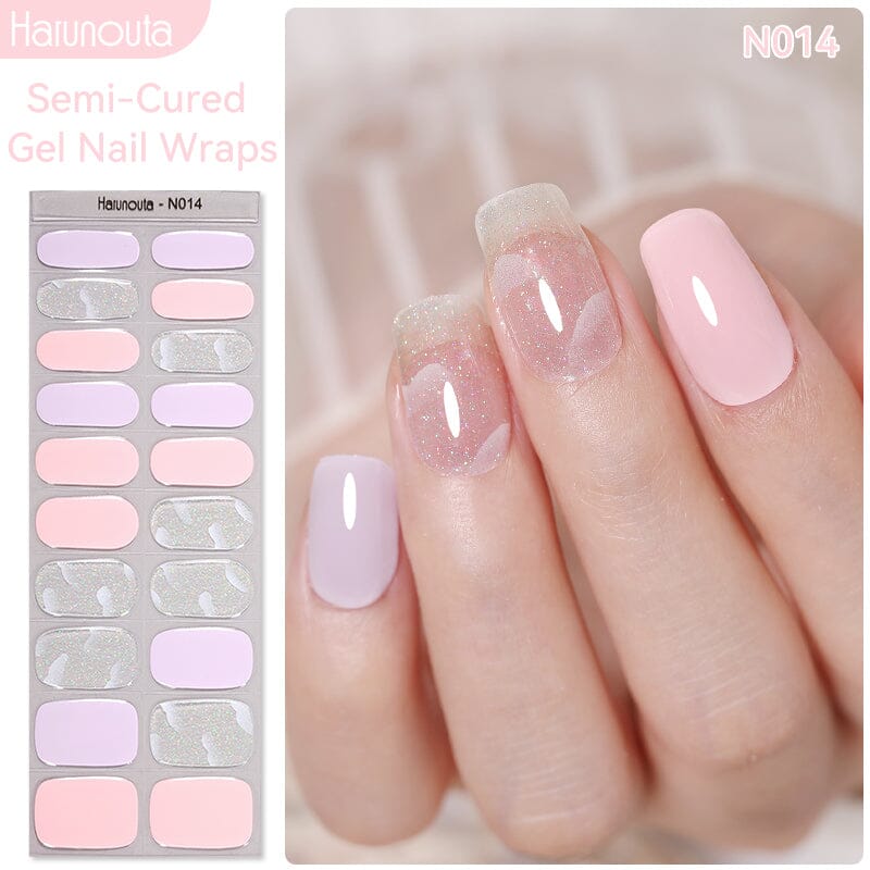 20 Tips Semi-Cured Gel Nail Strips N001-N020 Nail Sticker Harunouta 