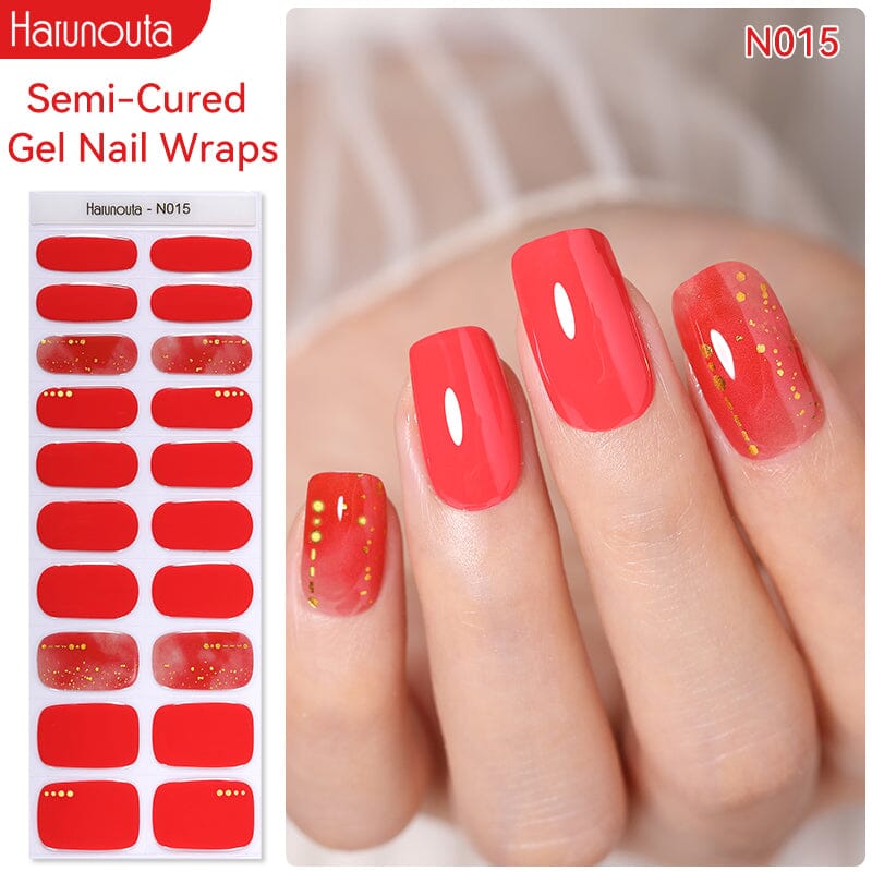 20 Tips Semi-Cured Gel Nail Strips N001-N020 Nail Sticker Harunouta 