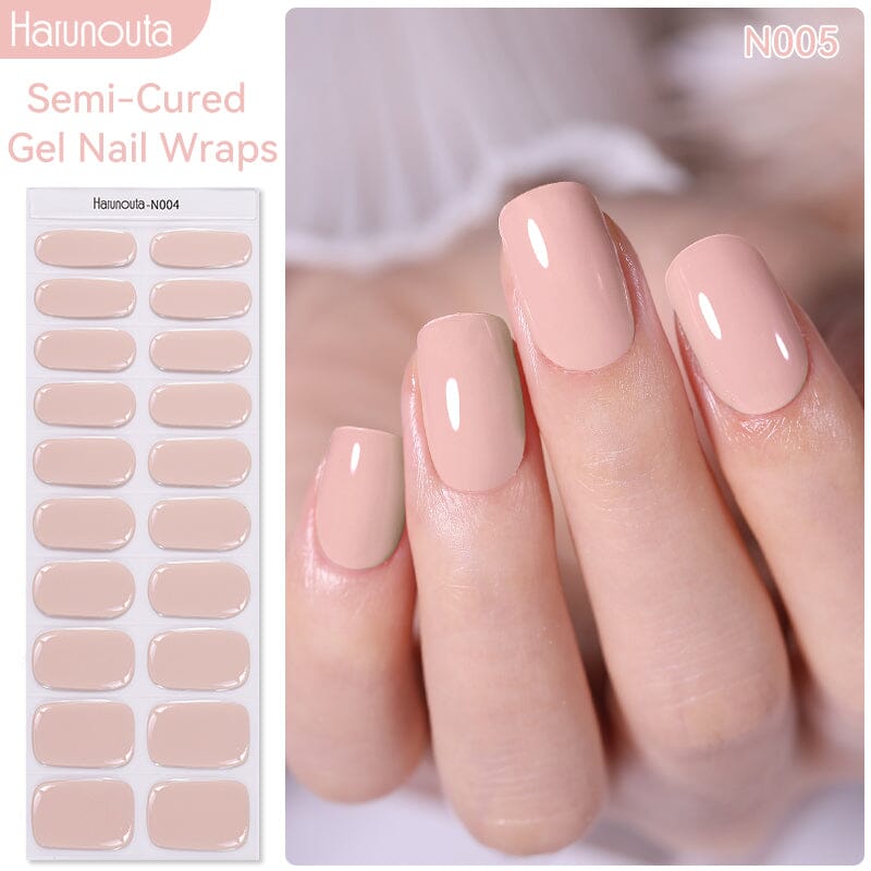 20 Tips Semi-Cured Gel Nail Strips N001-N020 Nail Sticker Harunouta N005 